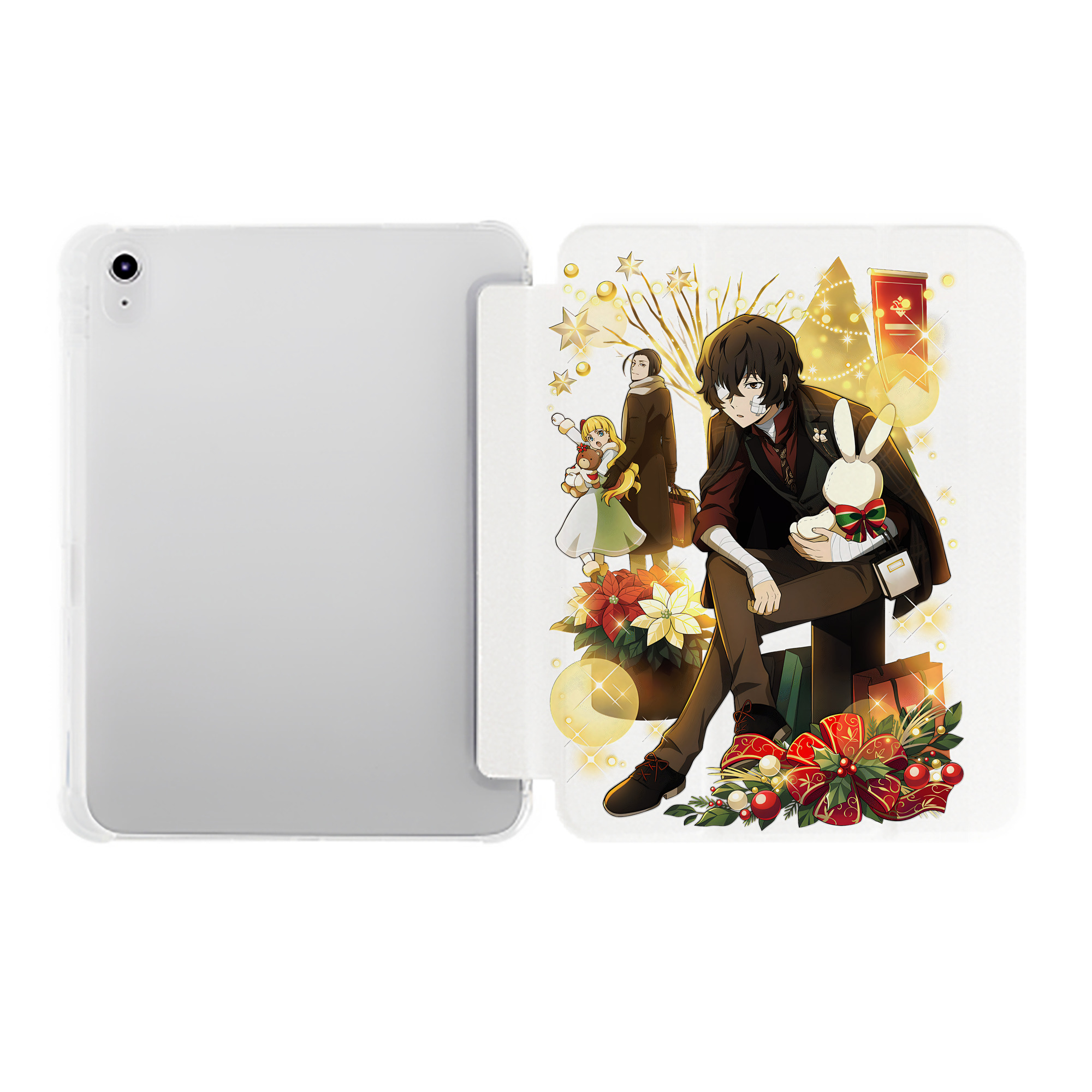 （画像用） 文豪ストレイドッグス Bungo Stray Dogs IPad ケース ペン収納付き 三つ折りスタンド PUレザー×シリコン 対応機種9.5/10.5/10.9インチ